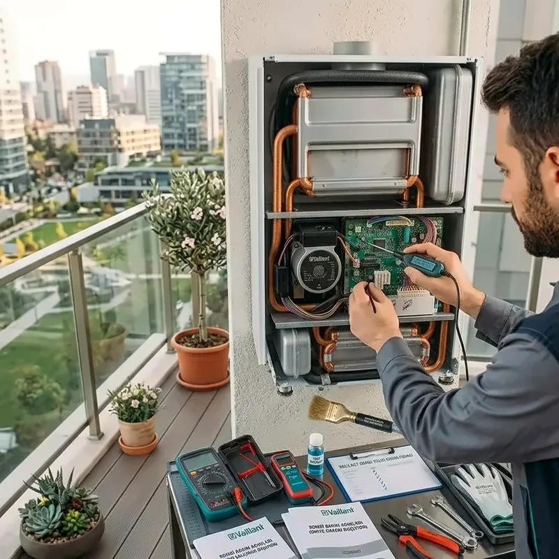 Ustanın kombi elektronik kartında multimetreyle ölçüm yapması